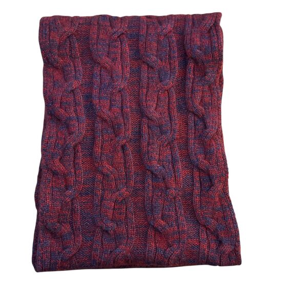 Black Goat Blue and Red Soft Cable Knit Cashmere Scarf 56" - Picture 2 of 4